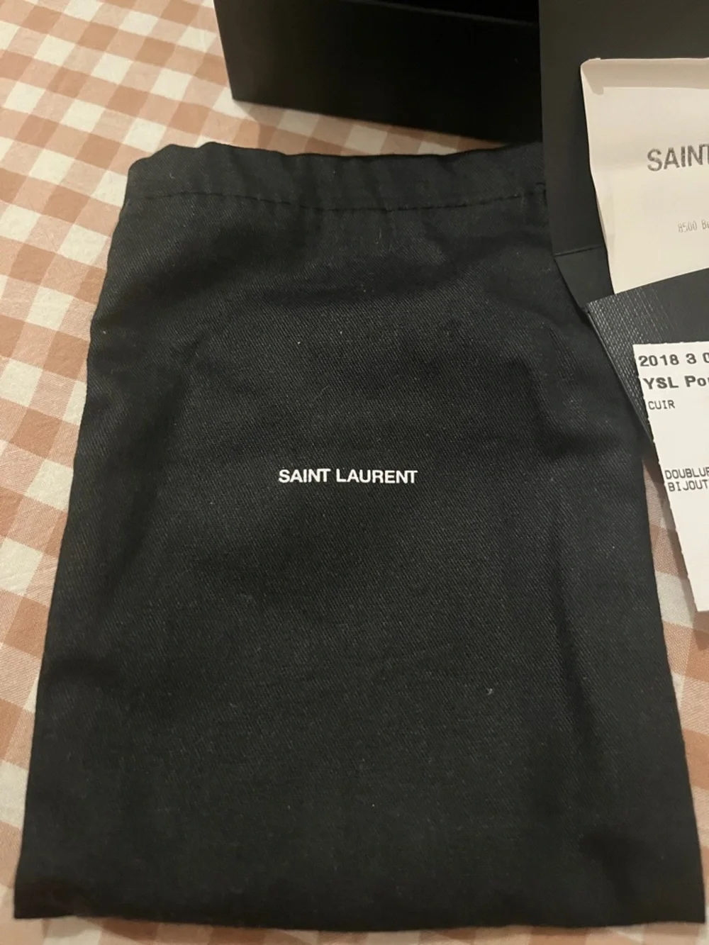 Saint Laurent Black Quilted Card Case with Gold YSL Emblem